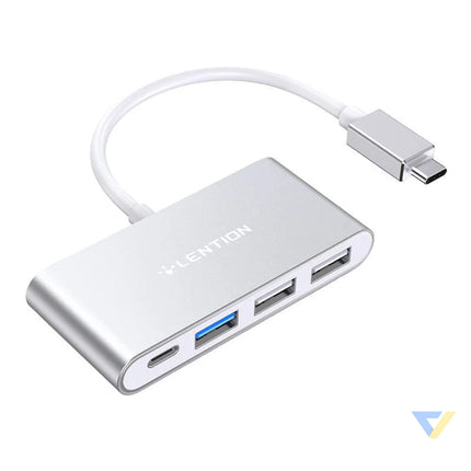 Lention 4in1 Hub USB C to USB 3.0 + 2x USB 2.0 + USB C (silver) Hubs