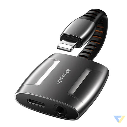 Lightning to Lightning + AUX 3.5mm mini jack adapter Mcdodo CA 6340 (black) Audio adapters