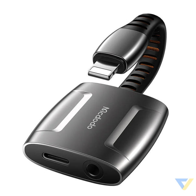 Lightning to Lightning + AUX 3.5mm mini jack adapter Mcdodo CA 6340 (black) Audio adapters