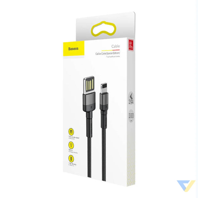 Lightning USB cable (reversible) Baseus Cafule 2.4A 1m (gray black) USB to Lightning