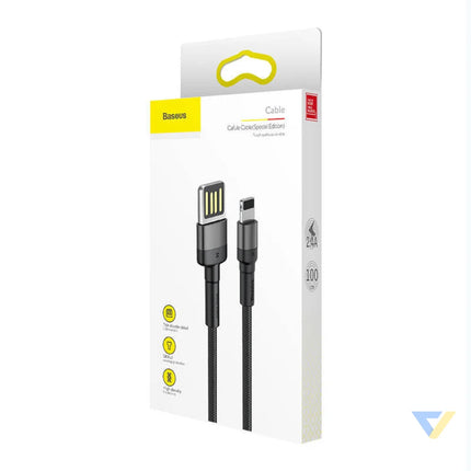 Lightning USB cable (reversible) Baseus Cafule 2.4A 1m (gray black) USB to Lightning