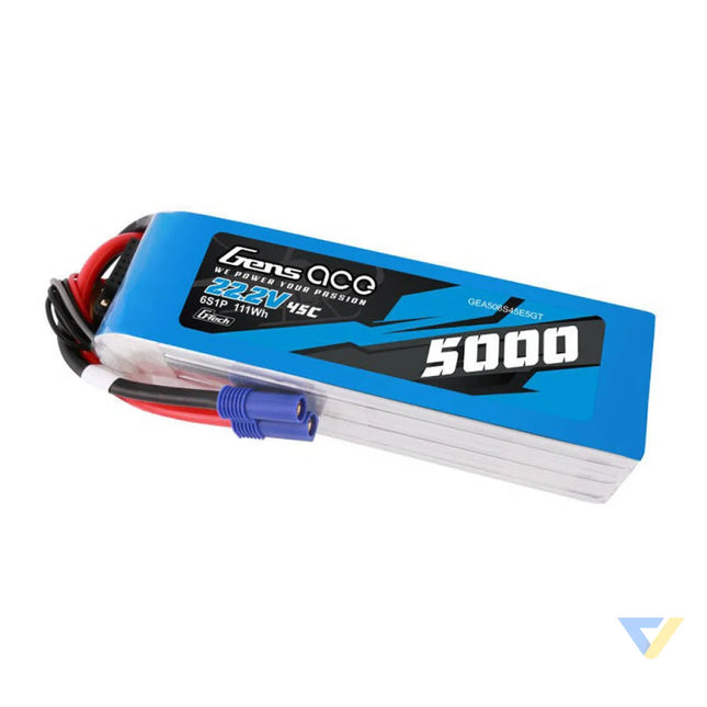 LiPo Gens ace G Tech 5000mAh 22.2V 45C 6S1P battery with EC5 plug Lithium and NiMH