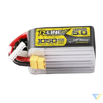 Lipo Tattu R Line Version 5.0 1050mAh 29.6V 8S 150C battery with XT60 connector Lithium and NiMH