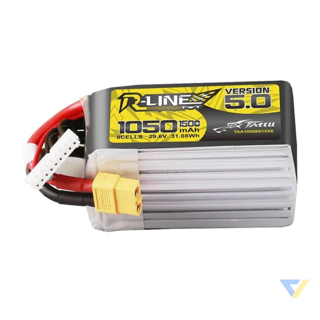 Lipo Tattu R Line Version 5.0 1050mAh 29.6V 8S 150C battery with XT60 connector Lithium and NiMH