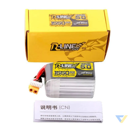 Lipo Tattu R Line Version 5.0 1550mAh 22.2V 150C 6S battery with XT60 connector Lithium and NiMH