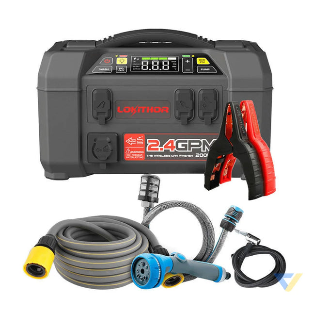 Lokithor AW401 Jump Starter / Booster 2500A + Powerbank 20000mAh + Compressor + Flash Light + Power Wash 5 in 1 Device