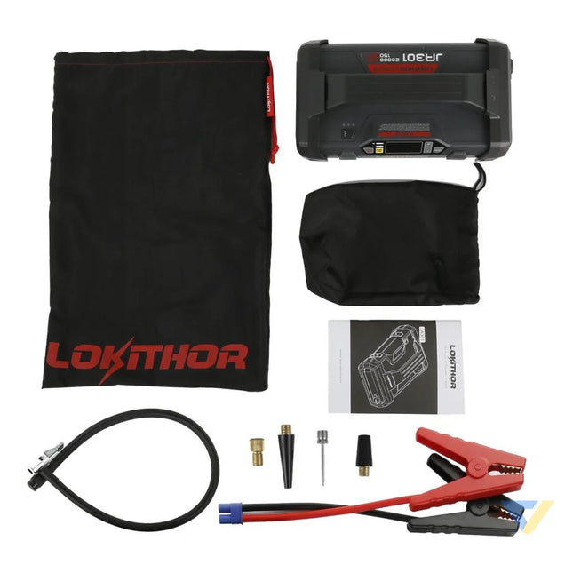 Lokithor JA301 Jump Starter / Booster 2000A + Powerbank 20000mAh + Compressor + Flashlight 4 in 1 Device Jump starters