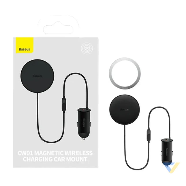 Magnetic Car Phone Holder Baseus CW01 to Ventilation Grid with car charger USB C 15W + 25W (black) Phone holders