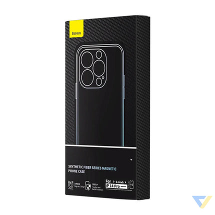 Magnetic Case Baseus Synthetic Fiber Series for iPhone 14 Pro (black) + tempered glass + cleaning kit Protective cases
