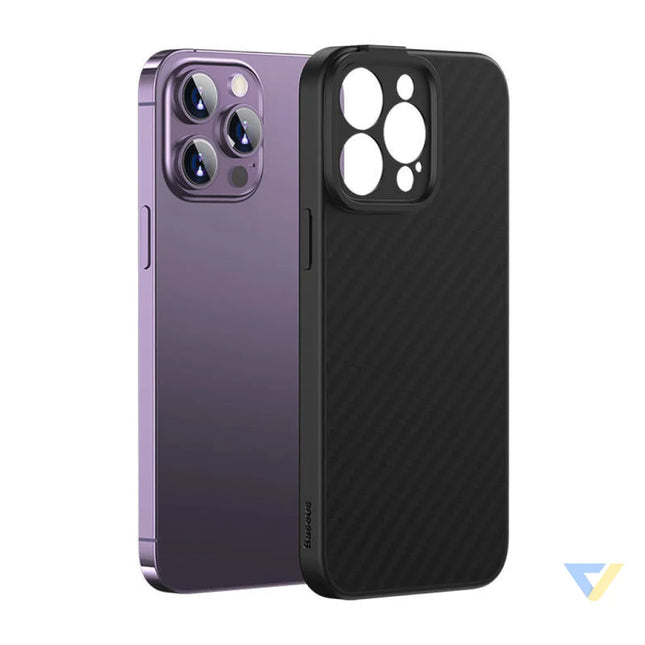 Magnetic Case Baseus Synthetic Fiber Series for iPhone 14 Pro (black) + tempered glass + cleaning kit Protective cases