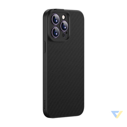 Magnetic Case Baseus Synthetic Fiber Series for iPhone 14 Pro (black) + tempered glass + cleaning kit Protective cases