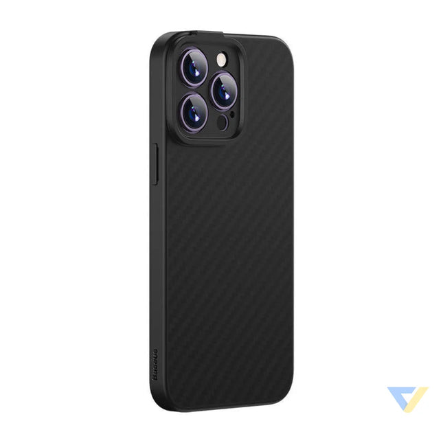 Magnetic Case Baseus Synthetic Fiber Series for iPhone 14 Pro (black) + tempered glass + cleaning kit Protective cases