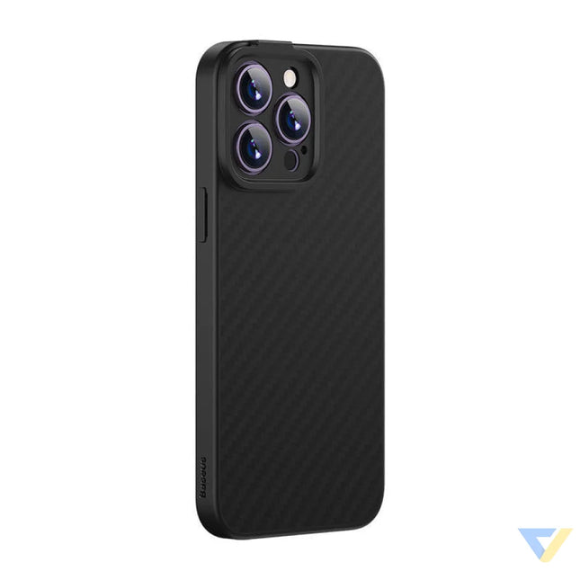 Magnetic Case Baseus Synthetic Fiber Series for iPhone 14 Pro (black) + tempered glass + cleaning kit Protective cases