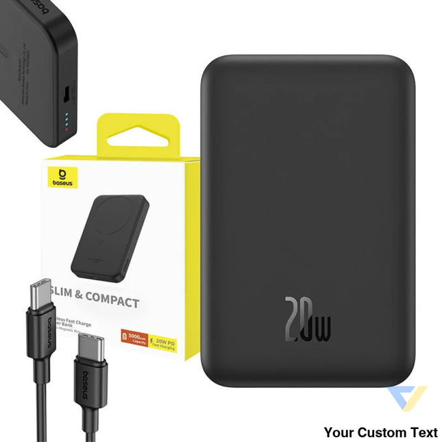 Magnetic Mini Powerbank Baseus 5000mAh USB C 20W (black) Powerbanks
