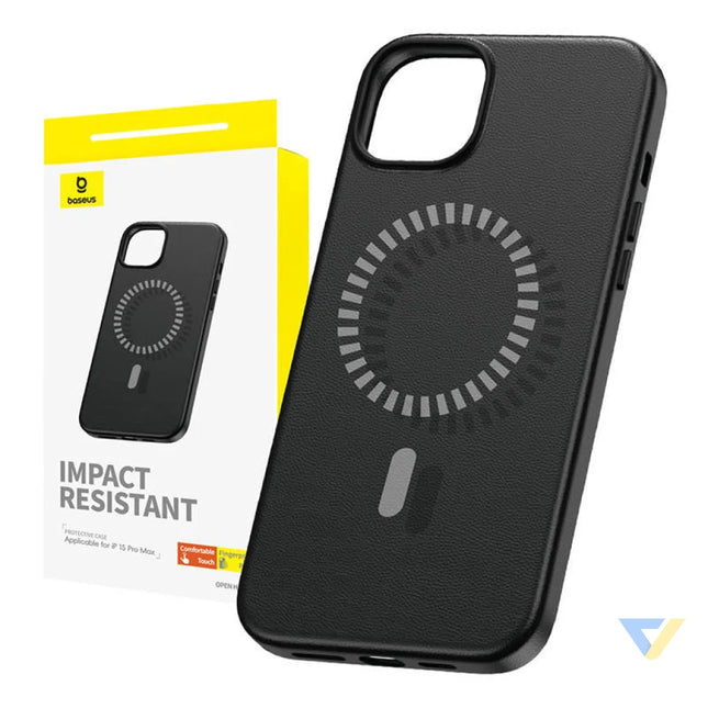 Magnetic Phone Case for iPhone 15 ProMax Baseus Fauxther Series (Black) Protective cases for smartphones