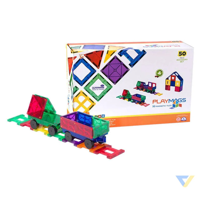 Magnetic tiles 3D Train Playmags 153 50 pcs set Blocks and construction sets