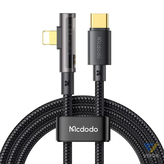 McDodo CA 3390 36W 1.2m USB C to Lightning angle cable (black) USB C to Lightning