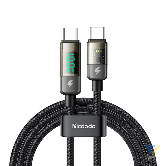 Mcdodo CA 3611 USB C to USB C cable auto power off PD 100W 1.8m (black) USB C to USB C
