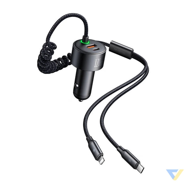 Mcdodo CC 0370 car charger USB C Lightning 120W retractable cables Car chargers