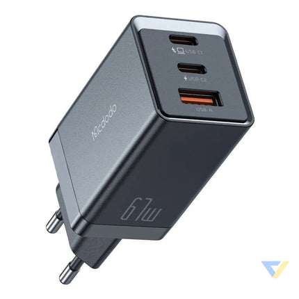 Mcdodo CH 1541 GaN wall charger 2x USB C 1x USB 67W (black) mains chargers