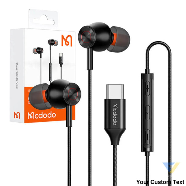 Mcdodo HP 3490 in ear wired headphones USB C (black) Wired