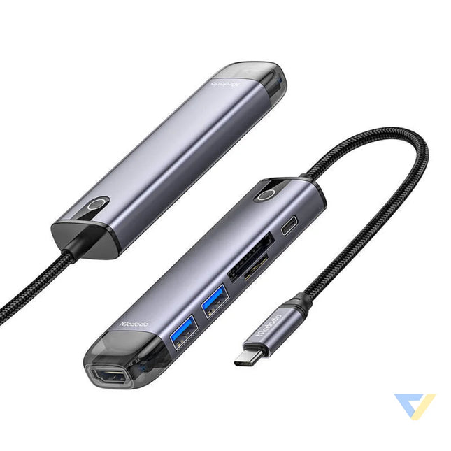 Mcdodo HU 7420 6 in 1 USB C Hub (USB C USB3.0*2 SD TF HDMI) Hubs