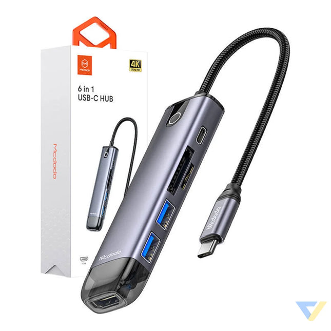 Mcdodo HU 7420 6 in 1 USB C Hub (USB C USB3.0*2 SD TF HDMI) Hubs
