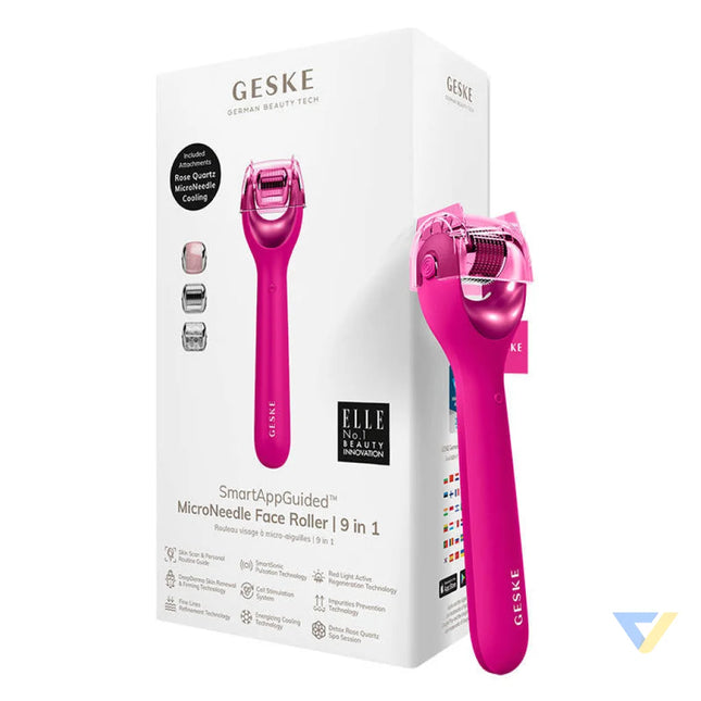 Micro Needle Face Roller 9in1 Geske with APP (magenta) Massagers