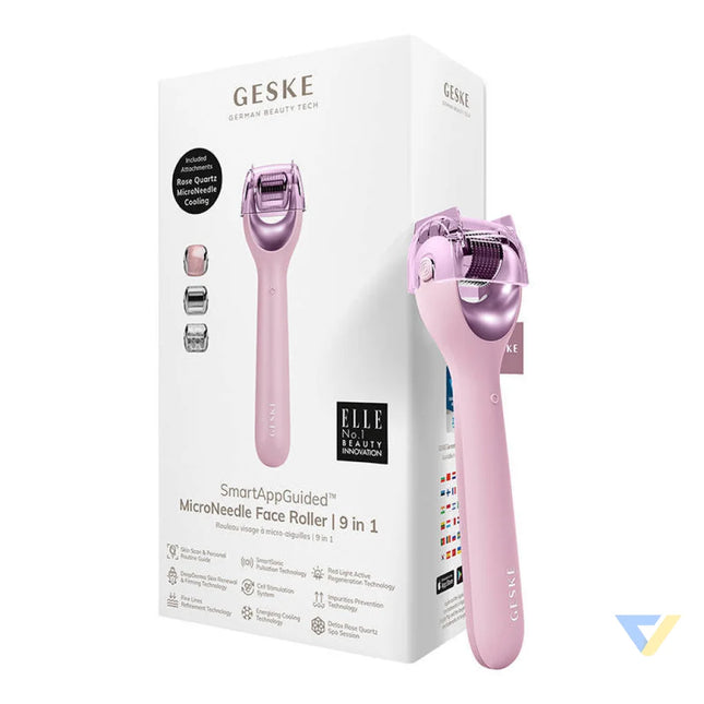 Micro Needle Face Roller 9in1 Geske with APP (pink) Massagers