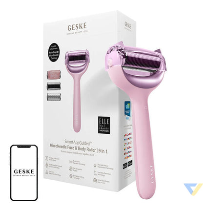 MicroNeedle Face&Body Roller 9in1 Geske with APP (pink) Massagers