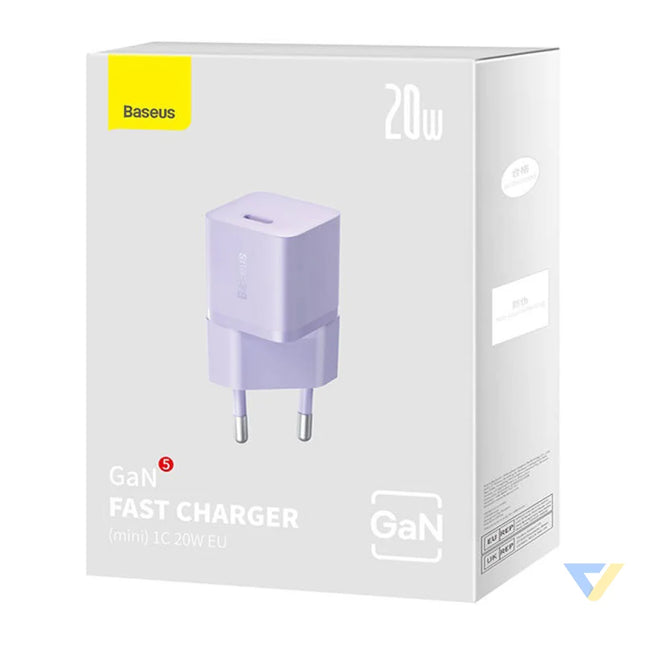 Mini wall charger Baseus GaN5 20W (purple) mains chargers