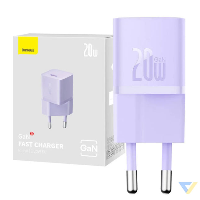Mini wall charger Baseus GaN5 20W (purple) mains chargers