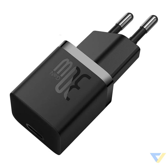 Mini wall charger Baseus GaN5 30W (black) mains chargers