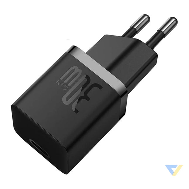 Mini wall charger Baseus GaN5 30W (black) mains chargers