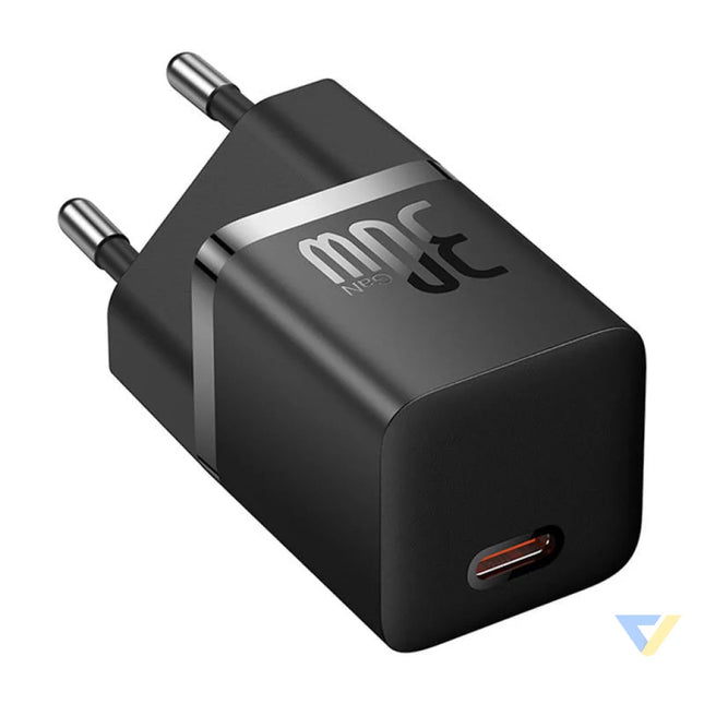 Mini wall charger Baseus GaN5 30W (black) mains chargers