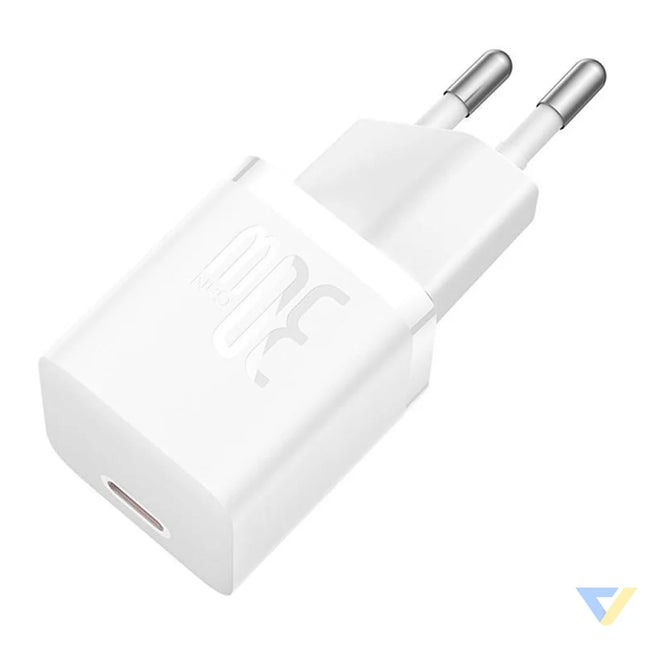 Mini wall charger Baseus GaN5 30W (white) mains chargers