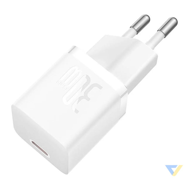 Mini wall charger Baseus GaN5 30W (white) mains chargers