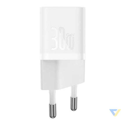 Mini wall charger Baseus GaN5 30W (white) mains chargers