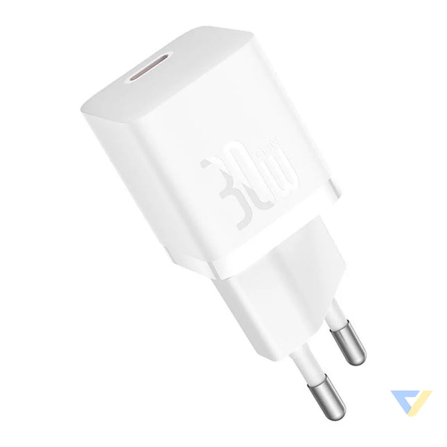 Mini wall charger Baseus GaN5 30W (white) mains chargers