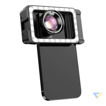 Mobile lens APEXEL APL HB100FL23 100mm macro with LED (black) Phone lenses