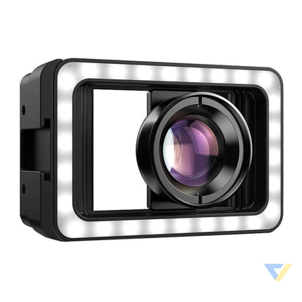 Mobile lens APEXEL APL HB100FL23 100mm macro with LED (black) Phone lenses