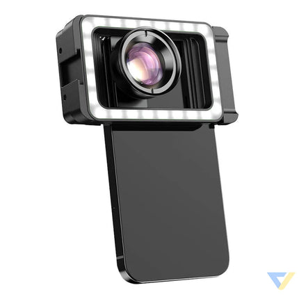 Mobile lens APEXEL APL HB100FL23 100mm macro with LED (black) Phone lenses