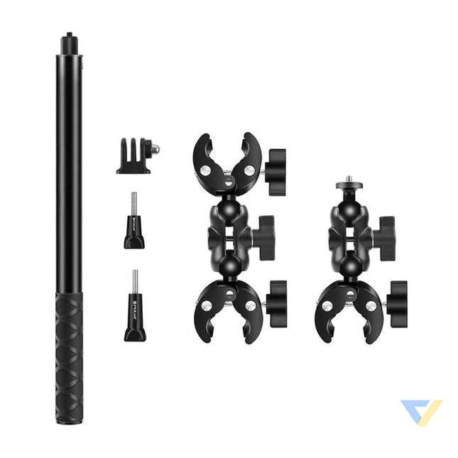 Motorcycle/bicycle mount PULUZ with a single clamp and selfie stick 150 cm Straps mounts and holders