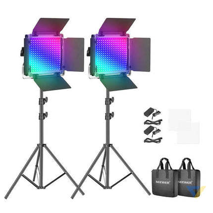 Neewer 660 PRO RGB LED studio set two 50W 3200 5600K lamps + tripods + gates Sets