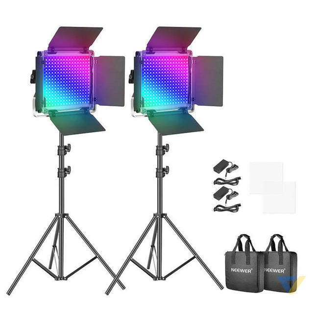 Neewer 660 PRO RGB LED studio set two 50W 3200 5600K lamps + tripods + gates Sets