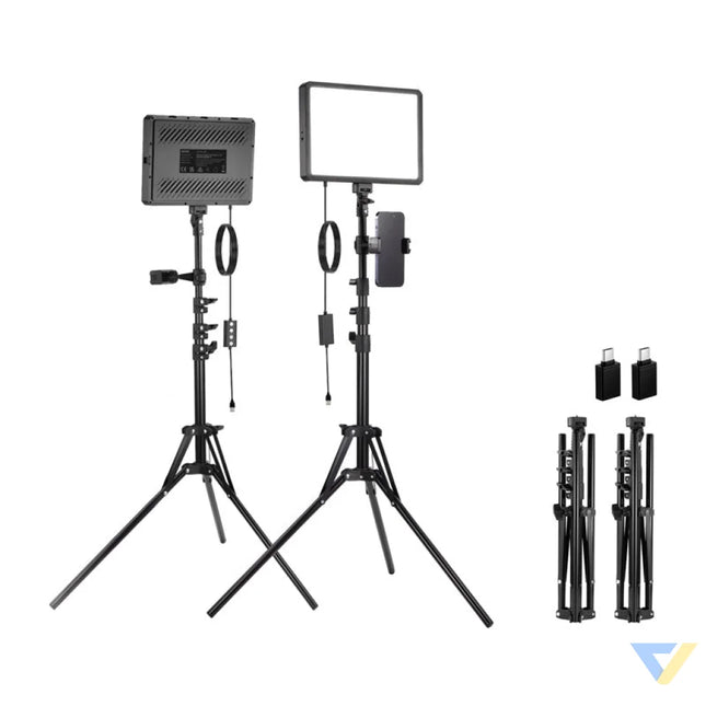 Neewer BP300 studio set two LED lights + tripods + phone holders Lamps