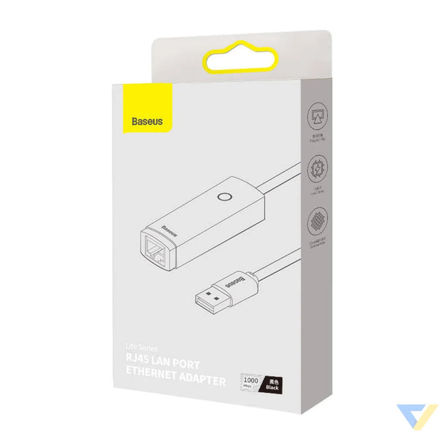 Network adapter Baseus Lite Series USB to RJ45 (black) Adapters connectors and converters