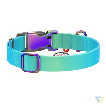 Nylon collar with QR code for Waudog gradient dog blue size L Walking and transportation