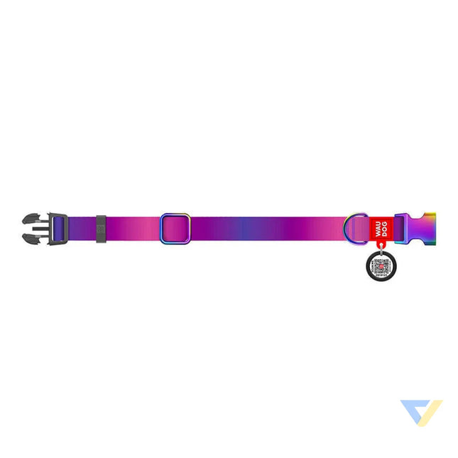 Nylon dog collar with QR code WAUDOG 15 mm wide 25 35 cm long purple Walking and transportation