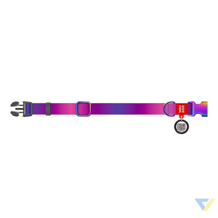 Nylon dog collar with QR code WAUDOG 15 mm wide 25 35 cm long purple Walking and transportation